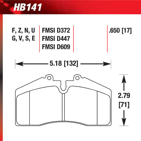 Hawk Racing Brake Pad 141.U.650